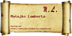 Matejko Lamberta névjegykártya